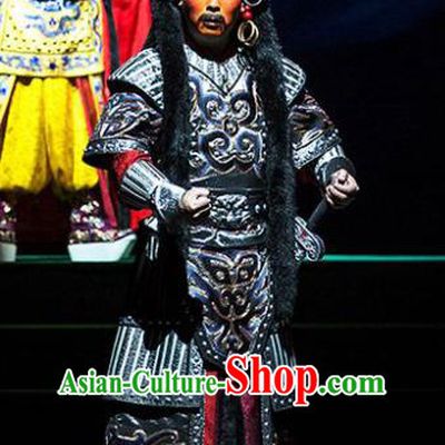 Kangxi Dadi Chinese Peking Opera King Ge Er Dan Garment Costumes and Headwear Beijing Opera General Armor Apparels Clothing