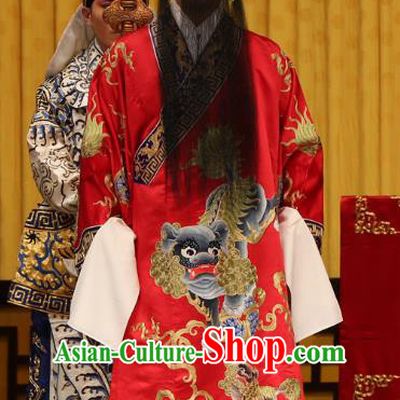 A Honey Trap Chinese Peking Opera Emperor Sun Quan Garment Costumes and Headwear Beijing Opera King Apparels Elderly Man Clothing