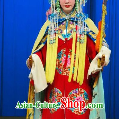 Chinese Beijing Opera Hua Tan Red Apparels Costumes and Headdress A Honey Trap Traditional Peking Opera Actress Sun Shangxiang Dress Bride Garment