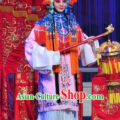 Chinese Beijing Opera Court Maid Apparels Costumes and Headdress A Honey Trap Traditional Peking Opera Young Lady Pink Dress Garment