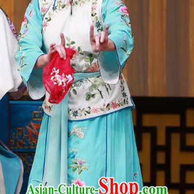 Chinese Beijing Opera Servant Girl Apparels Costumes and Headdress The Mirror of Fortune Traditional Peking Opera Xiaodan Shou Chun Dress Garment