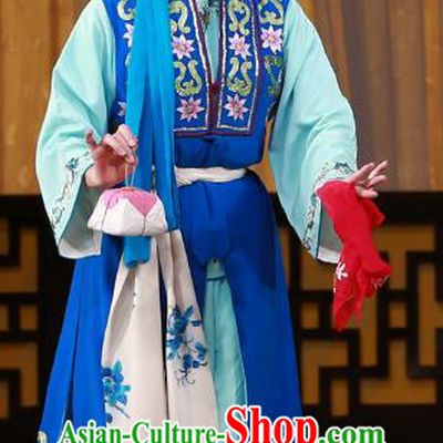 Chinese Beijing Opera XIaodan Apparels Costumes and Headdress The Mirror of Fortune Traditional Peking Opera Servant Girl Shou Chun Dress Garment
