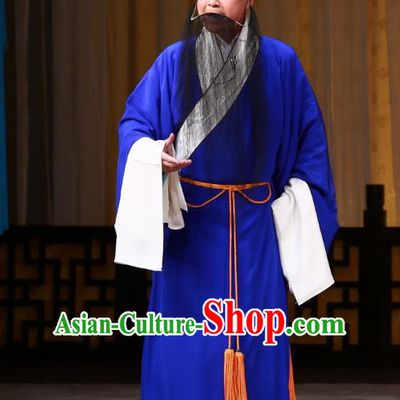 The Mirror of Fortune Chinese Peking Opera Elderly Male Garment Costumes and Headwear Beijing Opera Magistrate Mei Junci Apparels Clothing