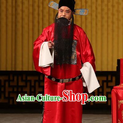 A Honey Trap Chinese Peking Opera Minister Garment Costumes and Headwear Beijing Opera Elderly Official Apparels Clothing