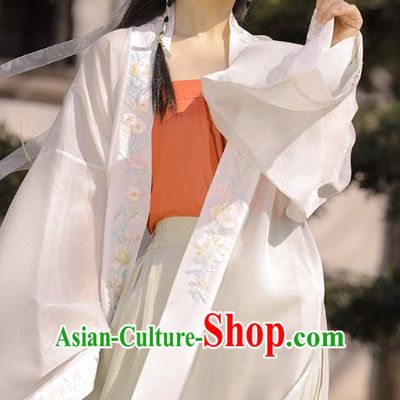 Chinese Ancient Young Lady Embroidered Hanfu Dress Traditional Song Dynasty Apparels Historical Costumes Complete Set
