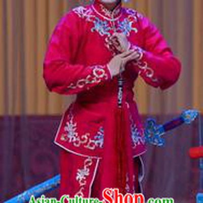 Chinese Beijing Opera Swordswoman Red Apparels Costumes and Headdress Traditional Peking Opera Young Lady Dress Xiaodan Garment