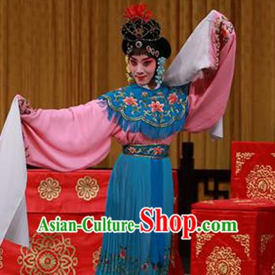 Chinese Beijing Opera Young Lady Apparels Costumes and Headdress Hongqiao with the Pearl Traditional Peking Opera Xiaodan Dress Goddess Garment