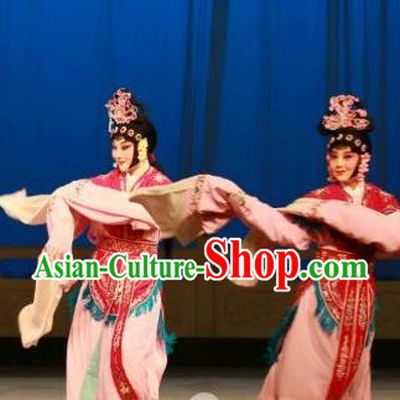 Chinese Beijing Opera Goddess Apparels Costumes and Headdress Hongqiao with the Pearl Traditional Peking Opera Xiaodan Dress Young Lady Garment