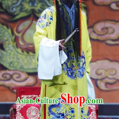 Han Gong Jing Hun Chinese Peking Opera Emperor Liu Xiu Garment Costumes and Headwear Beijing Opera Elderly Male Apparels Clothing