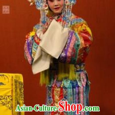 Chinese Beijing Opera Diva Apparels Hua Tan Costumes and Headdress Han Gong Jing Hun Traditional Peking Opera Imperial Consort Guo Dress Garment