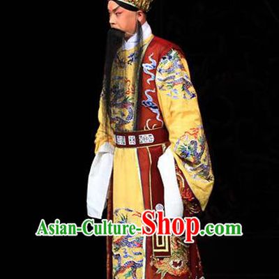 Luo Yang Gong Chinese Peking Opera Laosheng Garment Costumes and Headwear Beijing Opera Emperor Apparels Monarch Li Shimin Clothing