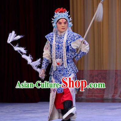 Number One Scholar Matchmaker Chinese Peking Opera Martial Male Garment Costumes and Headwear Beijing Opera Wusheng Yang Yanzhao Apparels Clothing
