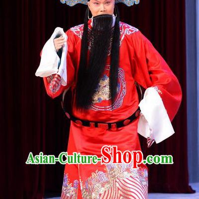 Number One Scholar Matchmaker Chinese Peking Opera Official Garment Costumes and Headwear Beijing Opera Prime Minister Lv Mengzheng Apparels Clothing