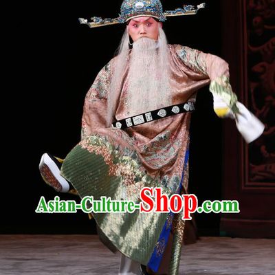Luo Yang Gong Chinese Peking Opera Laosheng Official Garment Costumes and Headwear Beijing Opera Chancellor Fang Xuanling Apparels Clothing