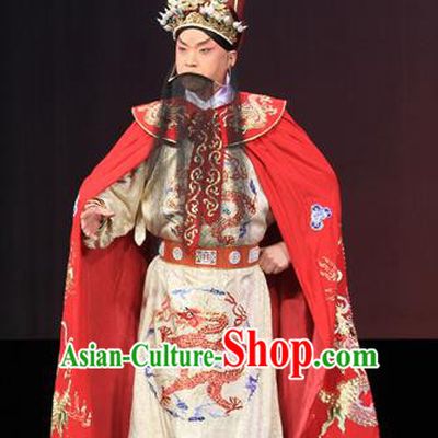 Luo Yang Gong Chinese Peking Opera Monarch Garment Costumes and Headwear Beijing Opera Emperor Li Shimin Apparels Clothing