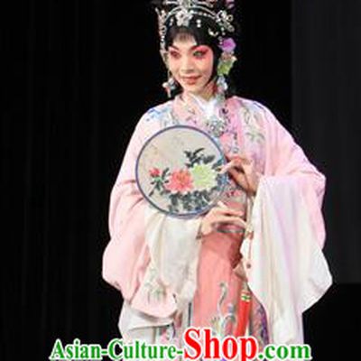 Chinese Beijing Opera Young Beauty Apparels Costumes and Headdress Luo Yang Gong Traditional Peking Opera Actress Pink Dress Princess Garment