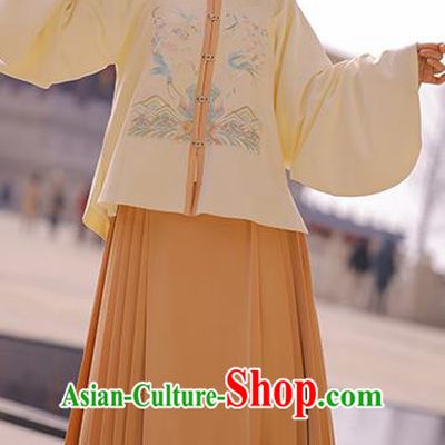 Chinese Traditional Apparels Historical Costumes Ancient Ming Dynasty Noble Lady Embroidered Hanfu Dress for Woman