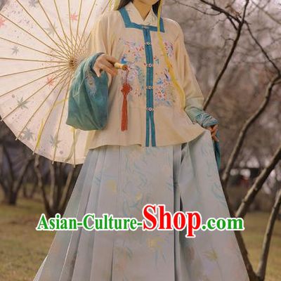Chinese Traditional Ming Dynasty Historical Costumes Ancient Noble Lady Apparels Royal Princess Embroidered Hanfu Dress for Woman