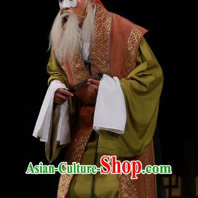 Wu Long Yuan Chinese Peking Opera Elderly Male Garment Costumes and Headwear Beijing Opera Chou Apparels Clown Clothing