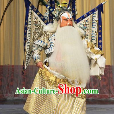 Kirin Pavilion Chinese Peking Opera Laosheng Kao Armor Suit with Flags Garment Costumes and Headwear Beijing Opera General Apparels Clothing