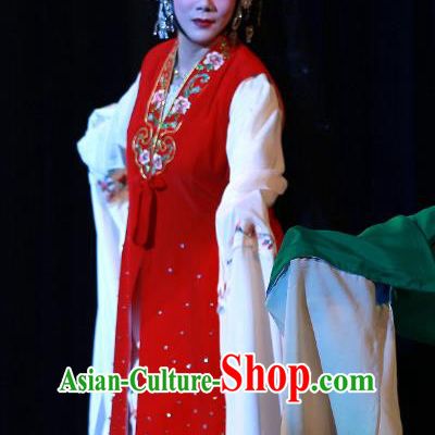 Chinese Beijing Opera Young Beauty Apparels Costumes and Headdress Wu Long Yuan Traditional Peking Opera Hua Tan Yan Xijiao Dress Consort Garment