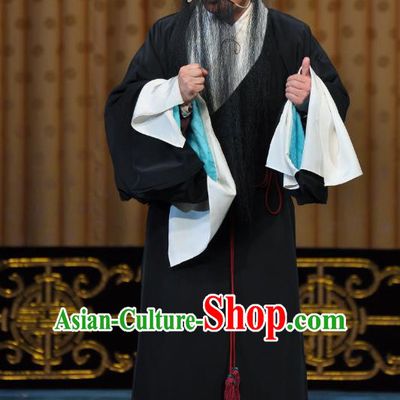 Wu Long Yuan Chinese Peking Opera Old Man Garment Costumes and Headwear Beijing Opera Laosheng Apparels Elderly Male Song Jiang Clothing