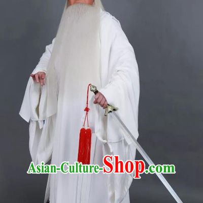 Da Meng Chang Ge Chinese Peking Opera Old Swordsman Garment Costumes and Headwear Beijing Opera Laosheng Apparels Elderly Male Xin Qiji Clothing