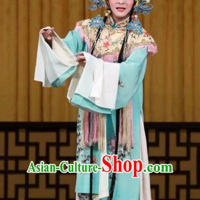 Chinese Beijing Opera Court Maid Yan Hong Apparels Young Lady Costumes and Headdress Imperial Concubine Mei Traditional Peking Opera Servant Woman Dress Garment