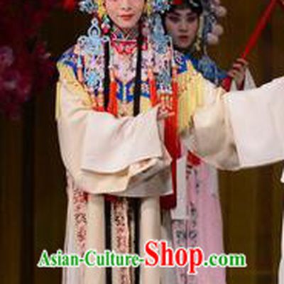 Chinese Beijing Opera Xiaodan Apparels Young Lady Costumes and Headdress Imperial Concubine Mei Traditional Peking Opera Court Maid Yan Hong Dress Garment