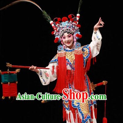 Chinese Beijing Opera Young Lady Apparels Costumes and Headdress Bai Hua Zeng Jian Traditional Peking Opera Servant Girl Jiang Huayou Dress Garment