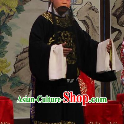 Qun Jie Hua Chinese Peking Opera Official Garment Costumes and Headwear Beijing Opera Laosheng Apparels Elderly Male Lu Su Clothing