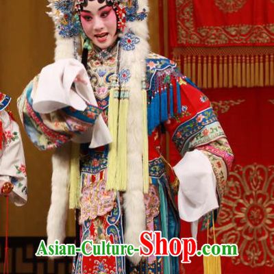 Chinese Beijing Opera Princess Apparels Costumes and Headdress Bai Hua Zeng Jian Traditional Peking Opera Hua Tan Dress Actress Garment