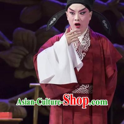 Qing Si Hen Chinese Peking Opera Young Male Garment Costumes and Headwear Beijing Opera Xiaosheng Apparels Scholar Wang Kui Clothing