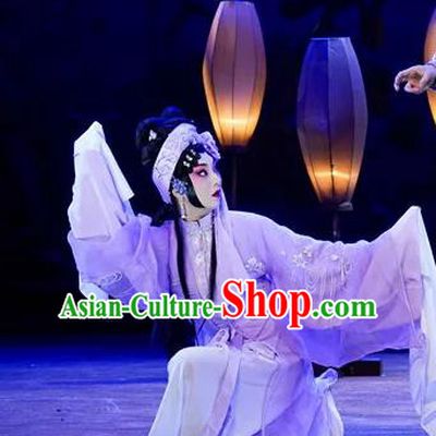 Chinese Beijing Opera Hua Tan Apparels Actress Costumes and Headdress Qing Si Hen Traditional Peking Opera Young Female Dress Distress Maiden Jiao Guiying Garment