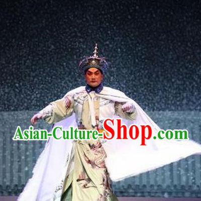 Nan Hai Zi Chinese Peking Opera Young Male Garment Costumes and Headwear Beijing Opera Xiaosheng Apparels Qing Dynasty Emperor Shun Zhi Clothing