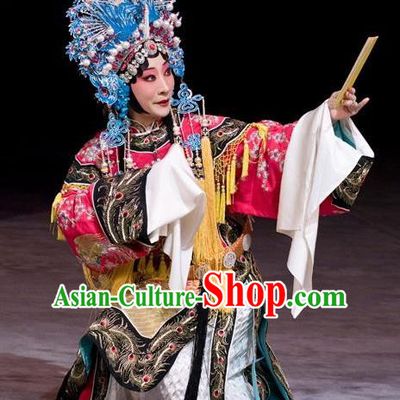 Chinese Beijing Opera Hua Tan Apparels Court Lady Costumes and Headdress Imperial Concubine Mei Traditional Peking Opera Diva Dress Noble Female Garment