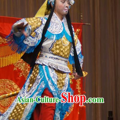 Imperial Concubine Mei Chinese Peking Opera Soldier Armor Suit Garment Costumes and Headwear Beijing Opera Takefu Apparels Martial Male Clothing