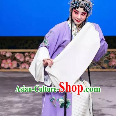 Chinese Beijing Opera Actress Apparels Young Female Costumes and Headdress Han Ming Fei Traditional Peking Opera Hua Tan Wang Zhaojun Dress Diva Garment