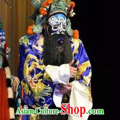 Han Ming Fei Chinese Peking Opera Elderly Male Garment Costumes and Headwear Beijing Opera Laosheng Apparels King Clothing