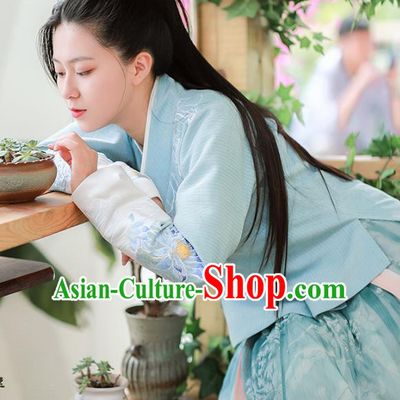 Chinese Ancient Civilian Female Embroidered Hanfu Dress Ming Dynasty Garment Traditional Young Lady Historical Costumes for Women