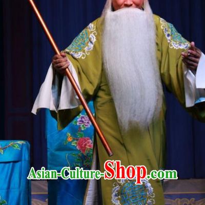 Xue Gang Fan Tang Chinese Bangzi Opera Elderly Man Apparels Costumes and Headpieces Traditional Shanxi Clapper Opera Laosheng Garment Xu Ce Clothing