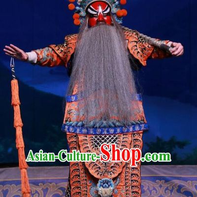 Xue Gang Fan Tang Chinese Bangzi Opera Painted Role Apparels Costumes and Headpieces Traditional Shanxi Clapper Opera Jing Garment General Xue Gang Clothing