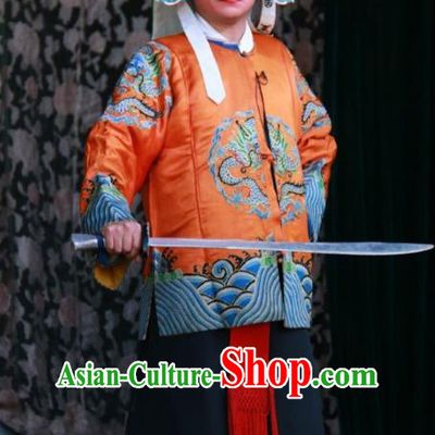 Zui Chen Qiao Chinese Bangzi Opera Imperial Bodyguard Apparels Costumes and Headpieces Traditional Shanxi Clapper Opera Wusheng Garment Swordsman Clothing