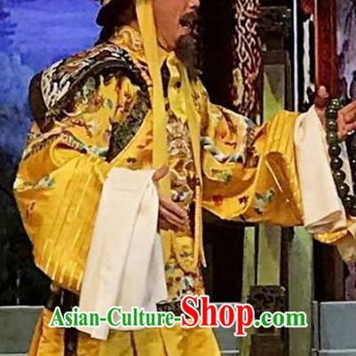Sixth Panchen Chinese Bangzi Opera Emperor Qianlong Apparels Costumes and Headpieces Traditional Hebei Clapper Opera Elderly Male Garment Monarch Clothing