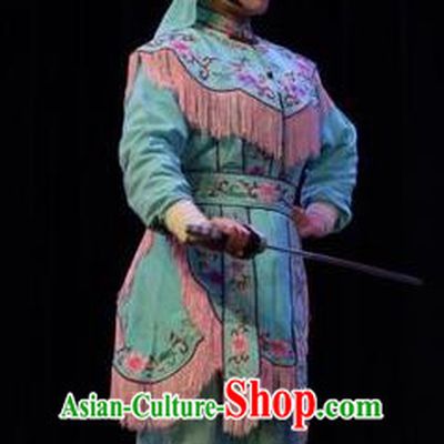 Chinese Jin Opera Female Soldier Garment Costumes and Headdress Li Hua Return Tang Traditional Shanxi Opera Wudan Dress Swordswoman Apparels