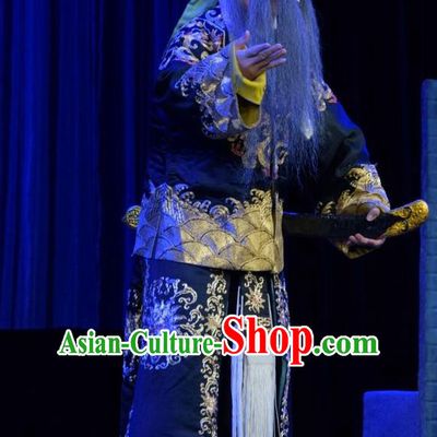 Li Hua Return Tang Chinese Shanxi Opera Elderly Soldier Apparels Costumes and Headpieces Traditional Jin Opera Garment Clown Clothing