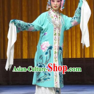 Chinese Hebei Clapper Opera Diva Yu Suqiu Garment Costumes and Headdress The Story of Jade Bracelet Traditional Bangzi Opera Actress Dress Rich Lady Apparels
