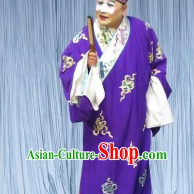 The Story of Jade Bracelet Chinese Bangzi Opera Clown Apparels Costumes and Headpieces Traditional Hebei Clapper Opera Bully Garment Childe Han Chen Clothing