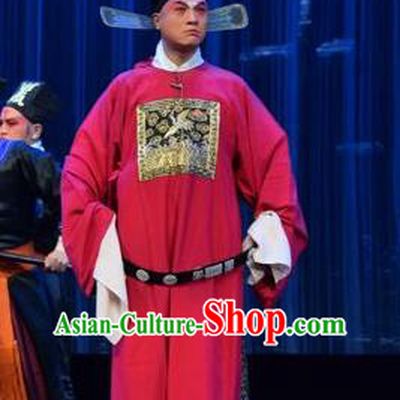 Tao Jin An Chinese Shanxi Opera Clown Apparels Costumes and Headpieces Traditional Jin Opera Chou Role Garment Magistrate An Yuanzhen Clothing