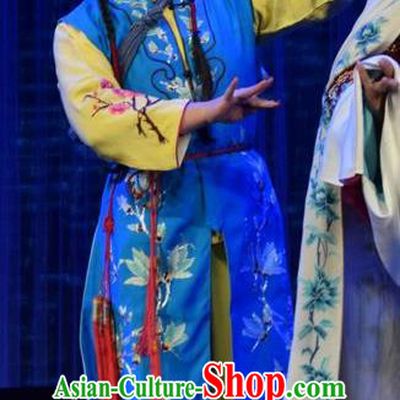 Chinese Jin Opera Maidservant Garment Costumes and Headdress Tao Jin An Traditional Shanxi Opera Xiaodan Dress Young Lady Apparels